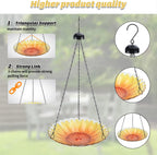 Hanging Bird Bath Outdoor, Sunflower Glass Birdbaths & Birdfeeder with Water Ripple Rim 11 Inch for Garden Yard Patio Decor