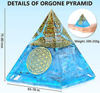 Selenite Glow Orgone Pyramid, Handmade Selenite Crystal Pyramid for High Frequency Vibration, Powers of Manifestation,Crystals and Healing Stones for Promotes Peace and Calmness, Orgonite Pyramids