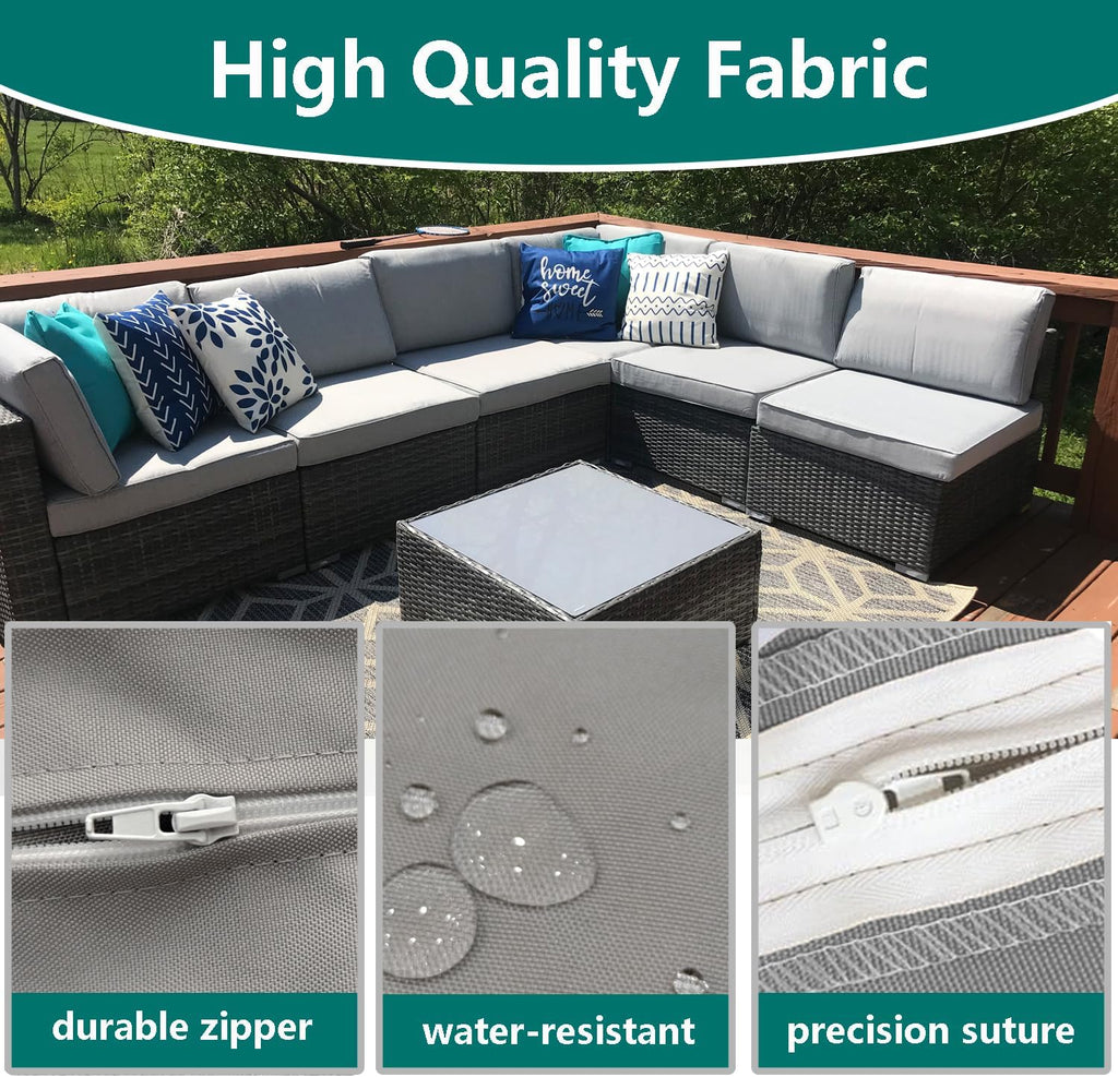 Patio Cushion Covers 24X24X4 Waterproof Outdoor Cushion Cover Replacement 4Packs Outdoor Seat Cushion Slipcover for Rattan Chair Sofa, Grey