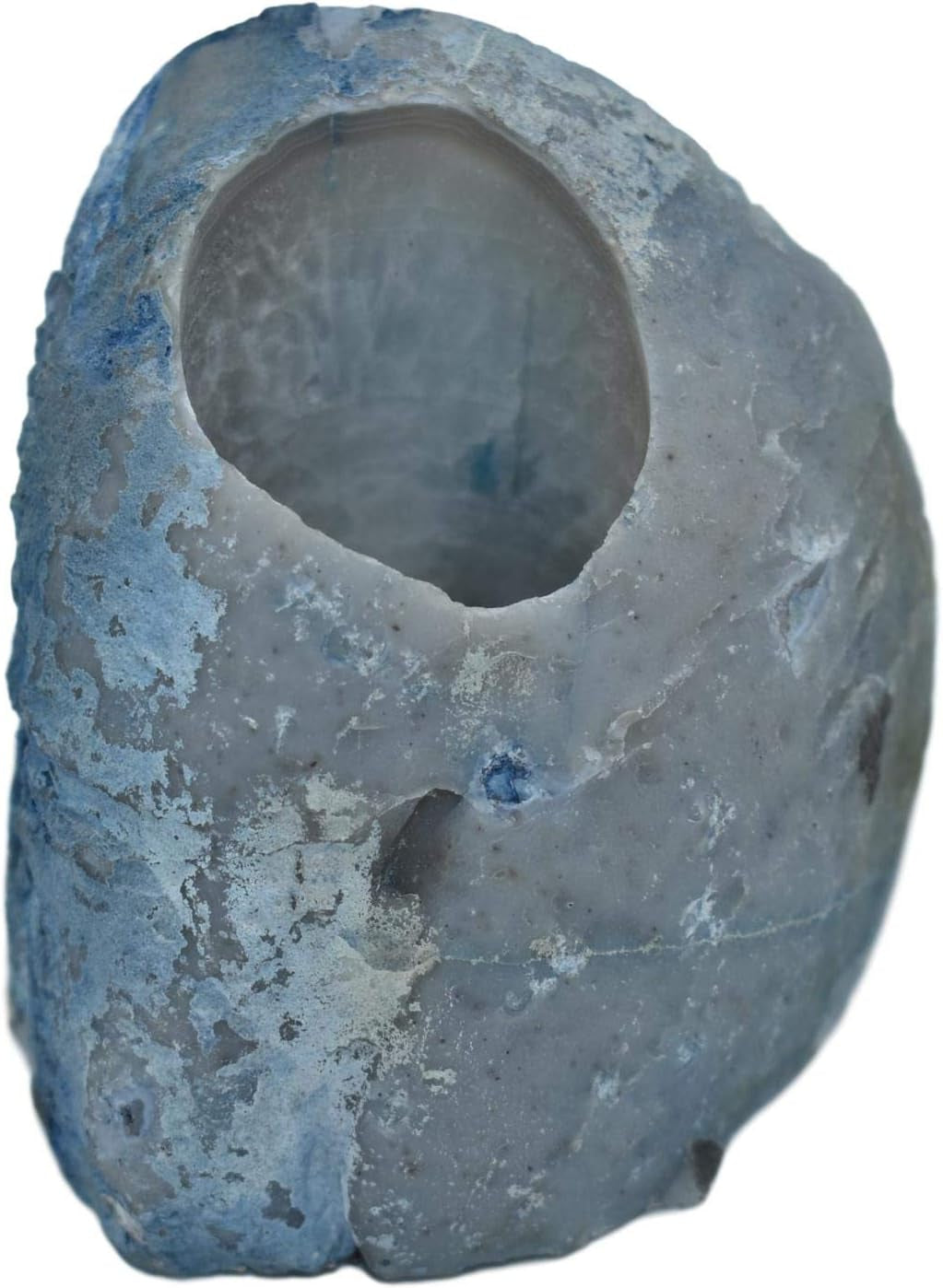 Agate Geode Tealight Holder - Handcrafted Blue Candle Holder for Living Room, Dining Table & Gifting - Reflective Ambiance, Positive Energy, Stress Reliever - Blue