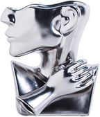 Silver Ceramic Vase Decoration Human Face Abstract Sculpture Modern Vase Ideal Gift for Friends, Family, Wedding or Home Decoration