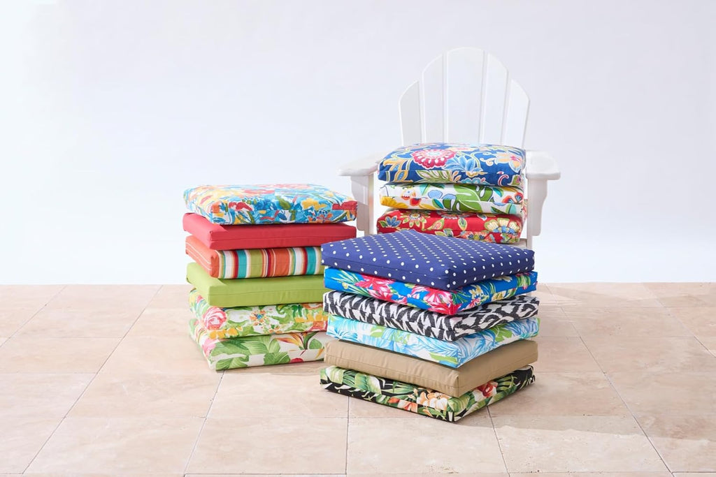 Chair Cushion with Ties - 18.75" L X 18" W - Patio & Outdoor - Water, Stain & Fade Resistant - Black Ikat