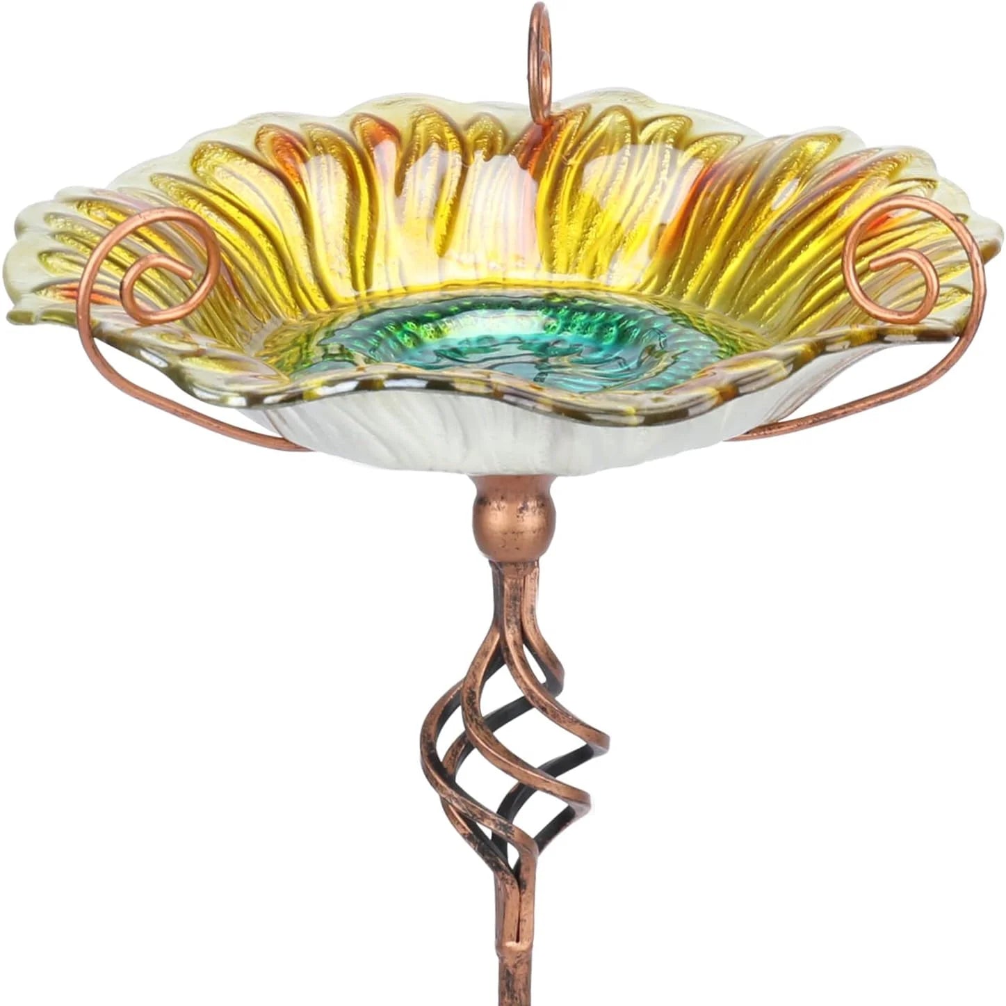 Sunflower Outdoor Bird Bath and Feeders Bowl with Stake