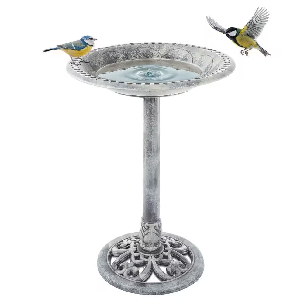 Weather Resistant Antique Bird Bath in Gray