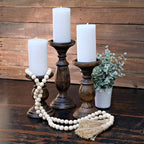 Tall Candle Holders for Pillar Candles, Rustic Candle Holders Table Centerpiece Accent, Pillar Candle Holder for Dining Table, Farmhouse Candle Holders, Wood Candle Holders for Mantel Black Dark Brown