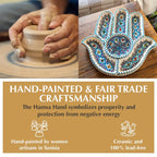 Ceramic Serving and Dipping Set - Handmade Boho Turquoise Hamsa