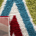 Kids Shag Collection Accent Rug - 4' X 6', Ivory & Multi, Rainbow Design, Non-Shedding & Easy Care, 2-Inch Thick Ideal for High Traffic Areas in Entryway, Living Room, Bedroom (SGK567A)