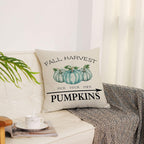Set of 4 Fall Pillow Covers 16X16 Inch Thanksgiving Throw Pillows Covers Autumn Blue Pumpkins Decorative Cushion Covers Home Outdoor Sofa Couch Pillow Cases for Fall Decorations (16 by 16)