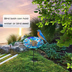 Bird Baths for Outdoors with Metal Stake, Glass Bird Feeder Tray, Bird Baths Bowl for outside Garden Yard Backyard Bird Lovers