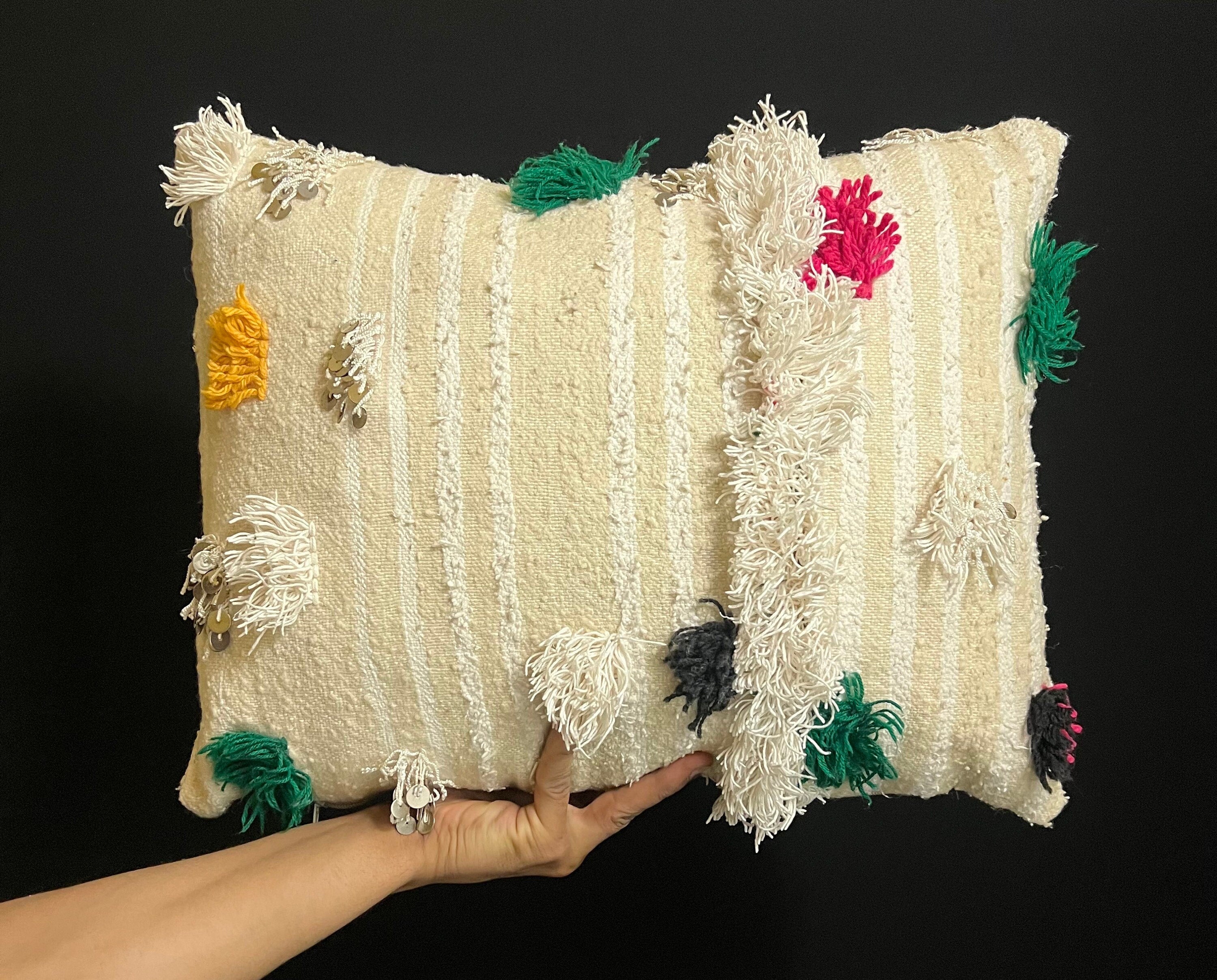 Handmade Wool Berber Pillow: Bohemian Cushion Cover (60X40 Cm)