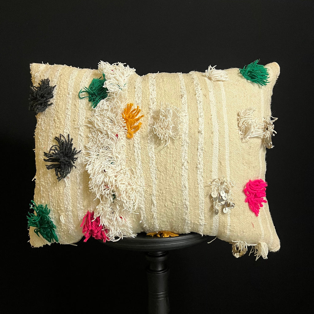 Handmade Moroccan Wool Cushion: Berber Pillow, Bohemian Decor