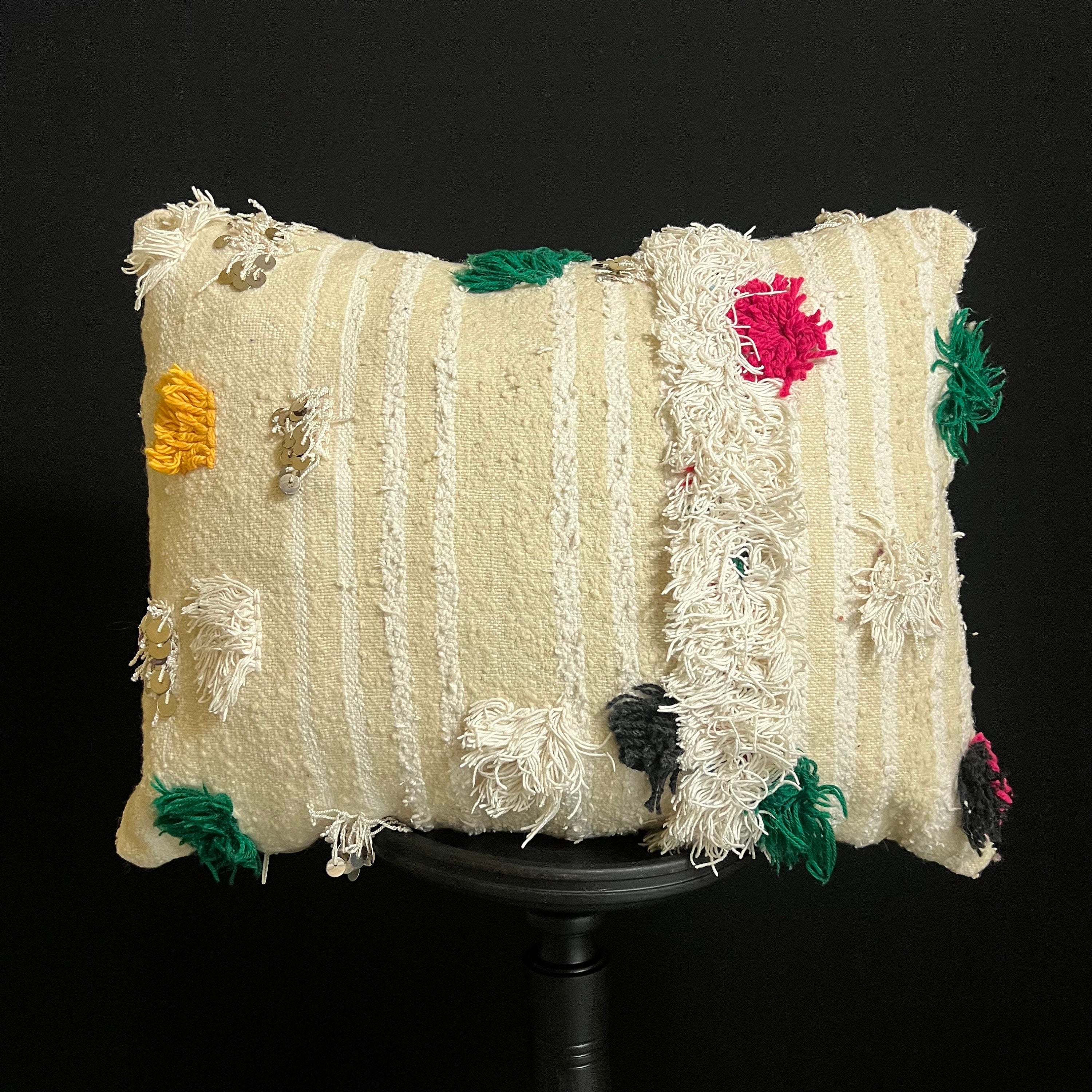 Handmade Wool Berber Pillow: Bohemian Cushion Cover (60X40 Cm)