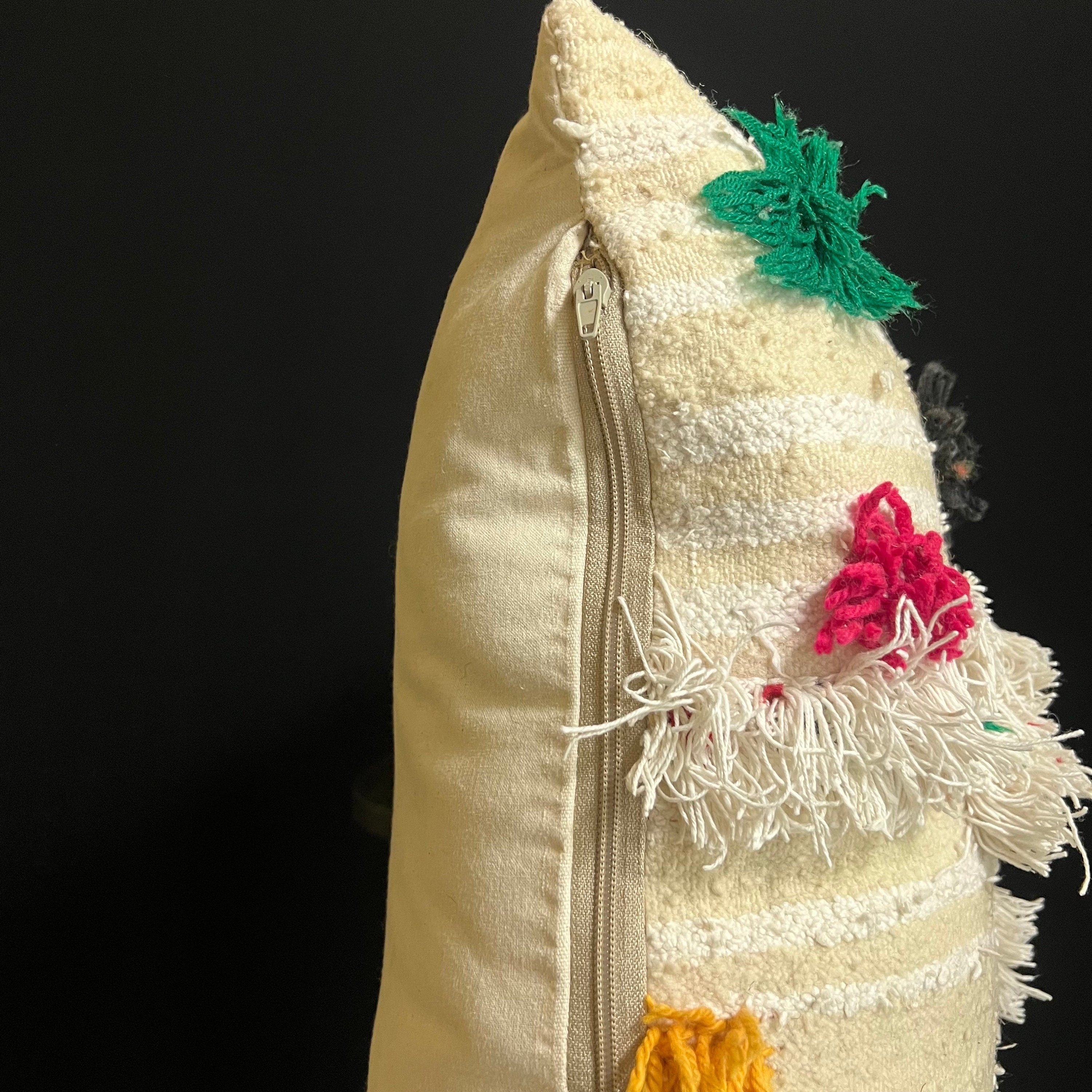 Handmade Moroccan Wool Cushion: Berber Pillow, Bohemian Decor