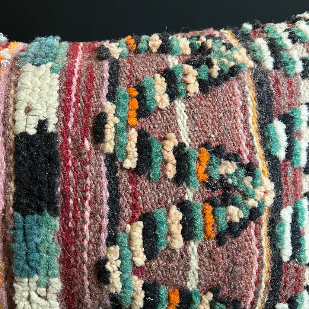 Handmade Vintage Berber Wool Pillow: Bohemian Cushion