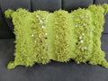 Handira Moroccan Pillows Wedding Handmade Cushion Cover Shaggy Berber Handira Pillows Moroccan Sofa Green Sequins Pillow