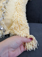 Gorgeous Creamy Pillows Wedding Handmade Cushion Cover Berber Handira Pillows Moroccan Sofa Green Sequins Pillow Beige