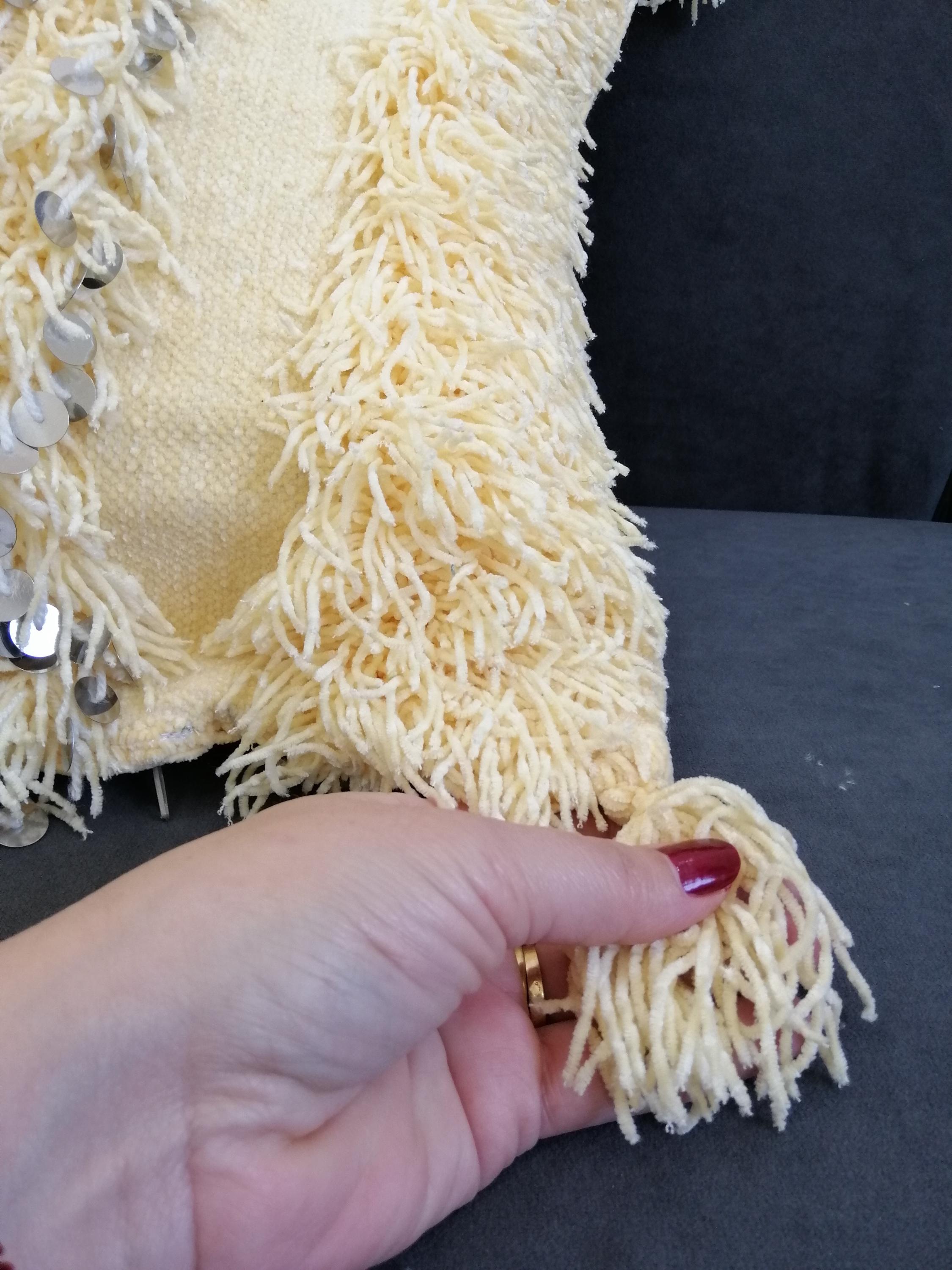 Gorgeous Creamy Pillows Wedding Handmade Cushion Cover Berber Handira Pillows Moroccan Sofa Green Sequins Pillow Beige