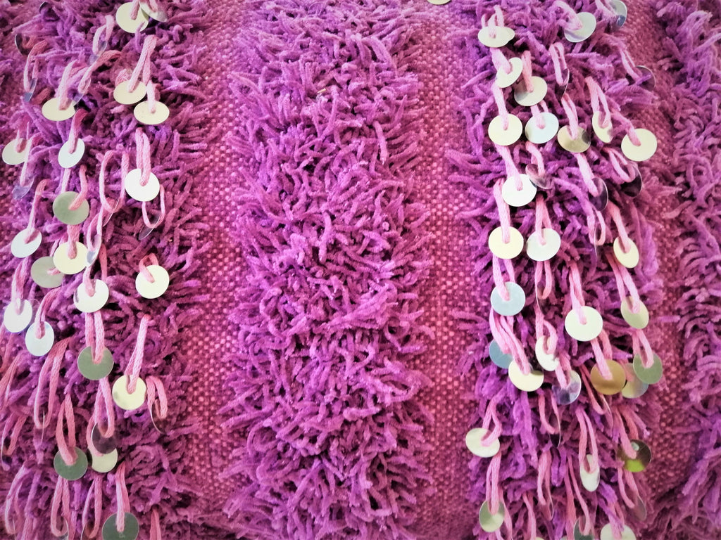 Shinny Shaggy Pink Pillows Wedding Handmade Cushion Cover Berber Handira Pillows Moroccan Sofa Pink Sequins Pillow