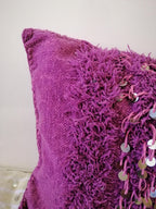 Shinny Shaggy Pink Pillows Wedding Handmade Cushion Cover Berber Handira Pillows Moroccan Sofa Pink Sequins Pillow
